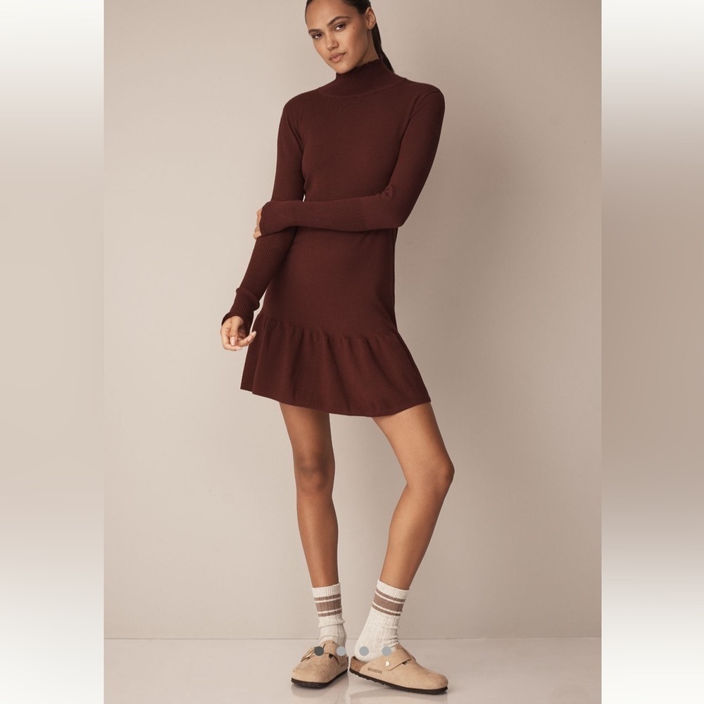 NWT new medium Anthropologie sundays Andes sweater dress burgundy mock neck